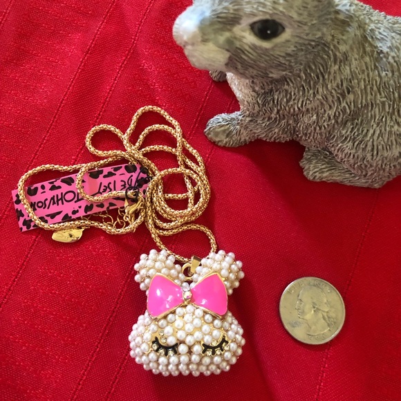 Betsey Johnson Pretty in Pink Bunny Necklace - Picture 3 of 5